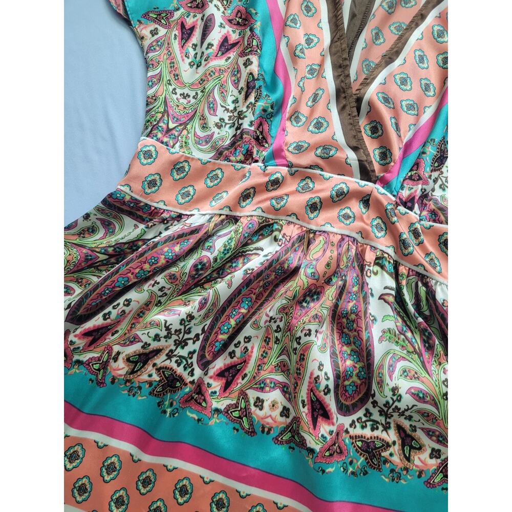 Vintage Y2k Babydoll Kimono Paisley Top Size S Bohemian Festival Hippie Colorful - Picture 4 of 8